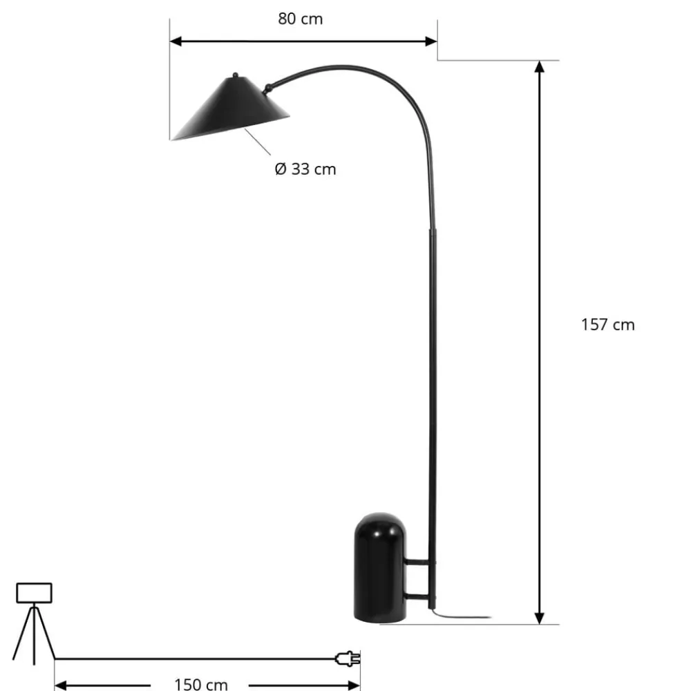 Lucande Pendellamper|Gulvlamper>gulvlampe Alviero, 157 cm, sort, metal, marmor
