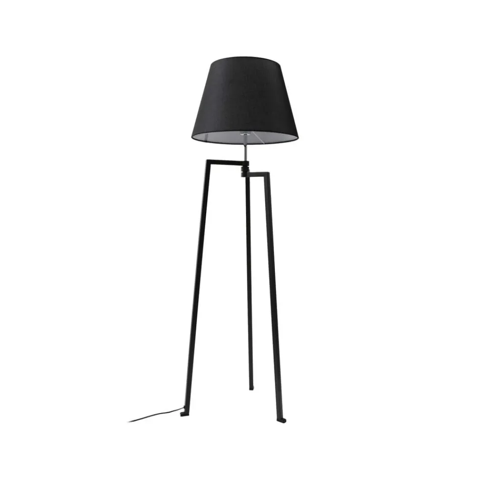 Lucande gulvlampe Amona, sort, tekstil, 150 cm, trefod