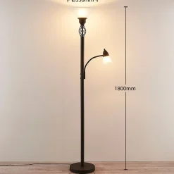 Lucande Gulvlampe Dunja, hvid/rust, metal, læselampe