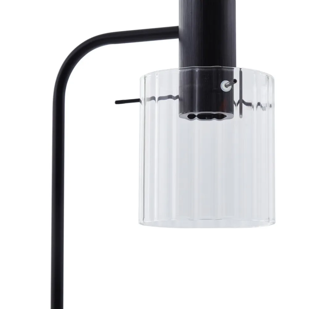 Lucande Gulvlamper|Gulvlamper>gulvlampe Eirian, sort, glas, 150 cm høj, E27