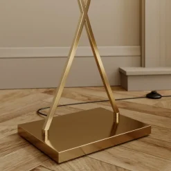 gulvlampe Evaine, messing/sort, 155 cm, E27^Lucande Sale