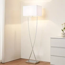 Lucande Gulvlamper>gulvlampe Evaine, krom/hvid, metal, 157 cm, E27