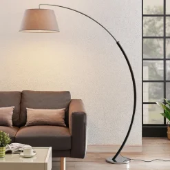 gulvlampe Evelyna, grå/sort, metal, 192 cm^Lucande Discount