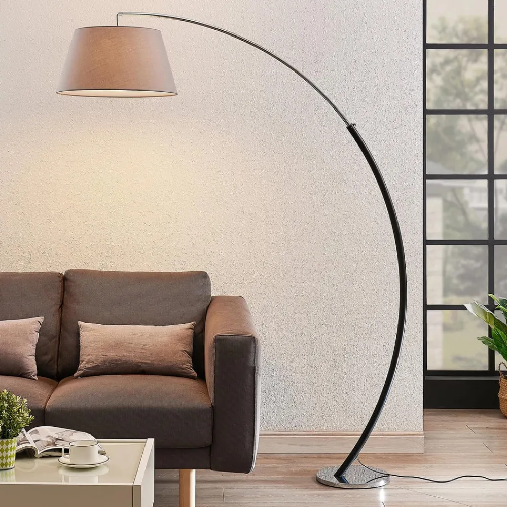 gulvlampe Evelyna, grå/sort, metal, 192 cm^Lucande Discount