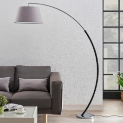 gulvlampe Evelyna, grå/sort, metal, 192 cm^Lucande Discount