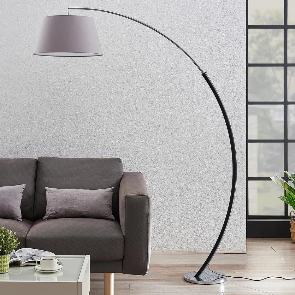 gulvlampe Evelyna, grå/sort, metal, 192 cm^Lucande Discount