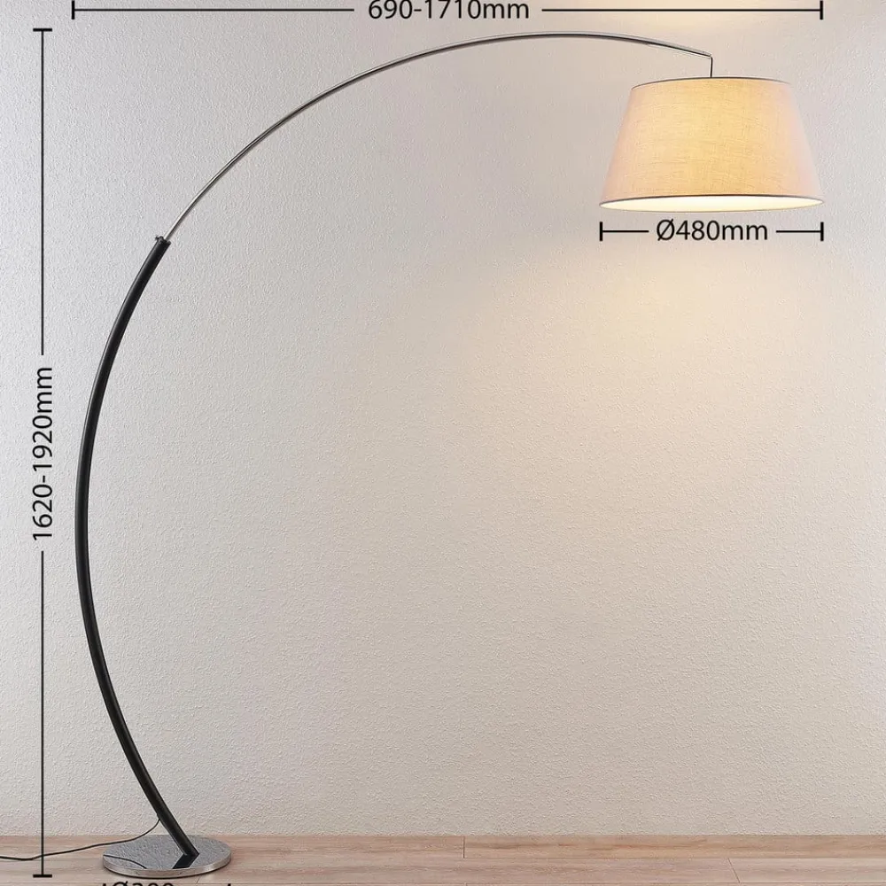 gulvlampe Evelyna, grå/sort, metal, 192 cm^Lucande Discount