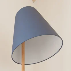 gulvlampe Jinda, blå, træ, stof, 160 cm, E27^Lucande New