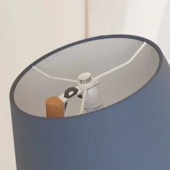 gulvlampe Jinda, blå, træ, stof, 160 cm, E27^Lucande New