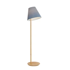 gulvlampe Jinda, blå, træ, stof, 160 cm, E27^Lucande New