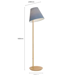 gulvlampe Jinda, blå, træ, stof, 160 cm, E27^Lucande New