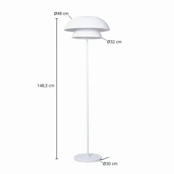 Lucande gulvlampe Kellina, 151 cm, hvid, metal, E27