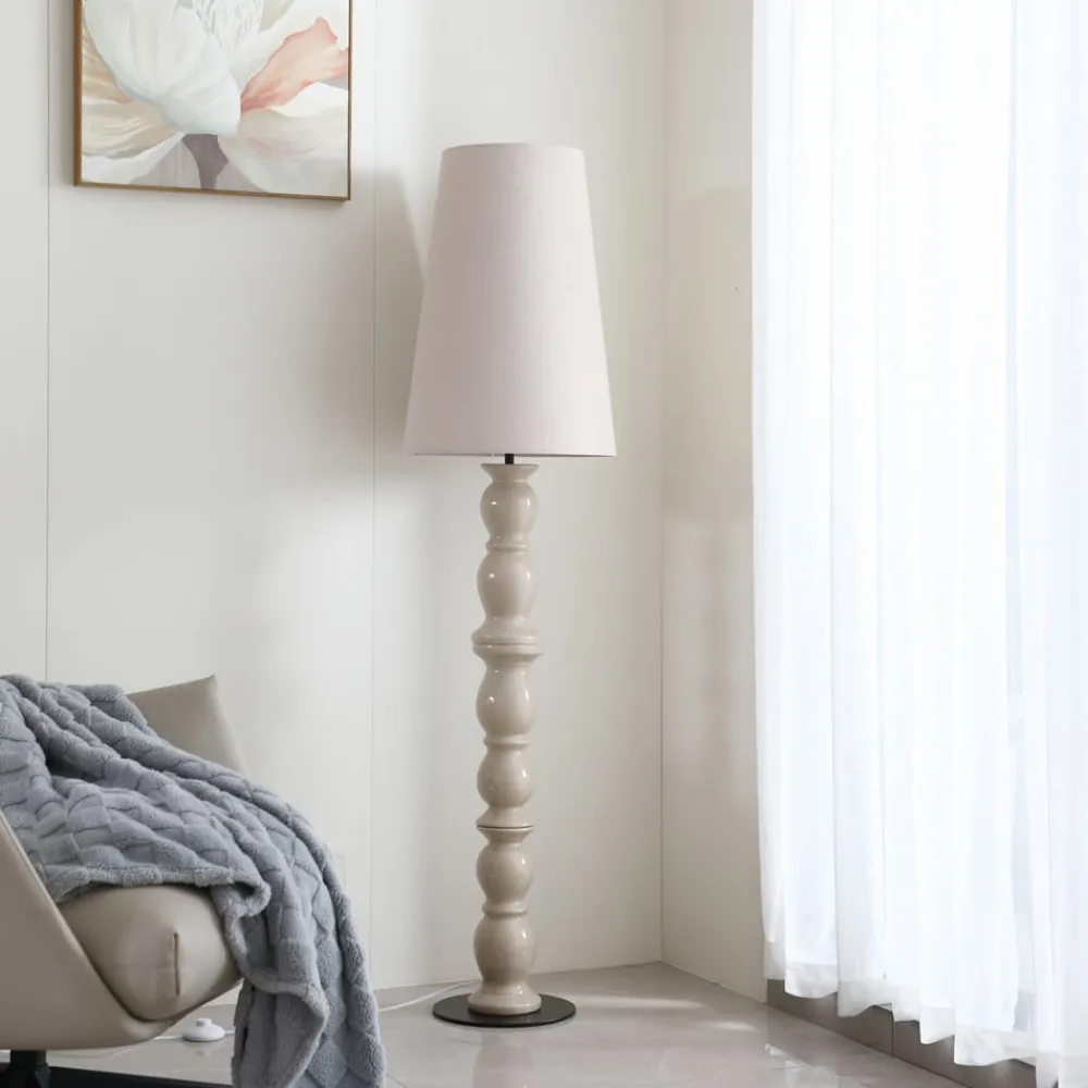 Lucande gulvlampe Lyndorin, beige, keramik, 150 cm