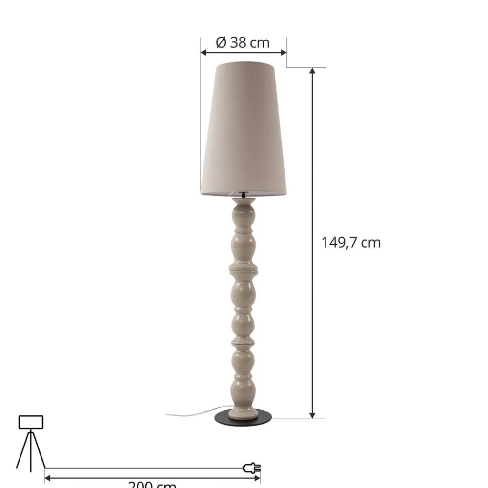 Lucande gulvlampe Lyndorin, beige, keramik, 150 cm
