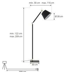 gulvlampe Marvaine, sort/guldfarvet, justerbar^Lucande