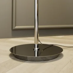 gulvlampe Pordis, 155 cm, krom, hvid, metal, tekstil^Lucande