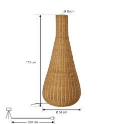 Lucande gulvlampe Takeo, rattan, højde 115 cm, E27
