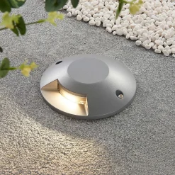 Lucande Nedgravet Udebelysning|Sokkellamper>gulv-spotlight med LED Jeffrey, sølv, 1 lysudgang