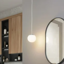 Lucande hængelampe Bidolo, kromfarvet, glas, Ø 15 cm, IP44