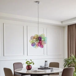 Lucande Pendellamper|Pendellamper>hængelampe Diborah, Ø 50 cm, farvet, glas, G9