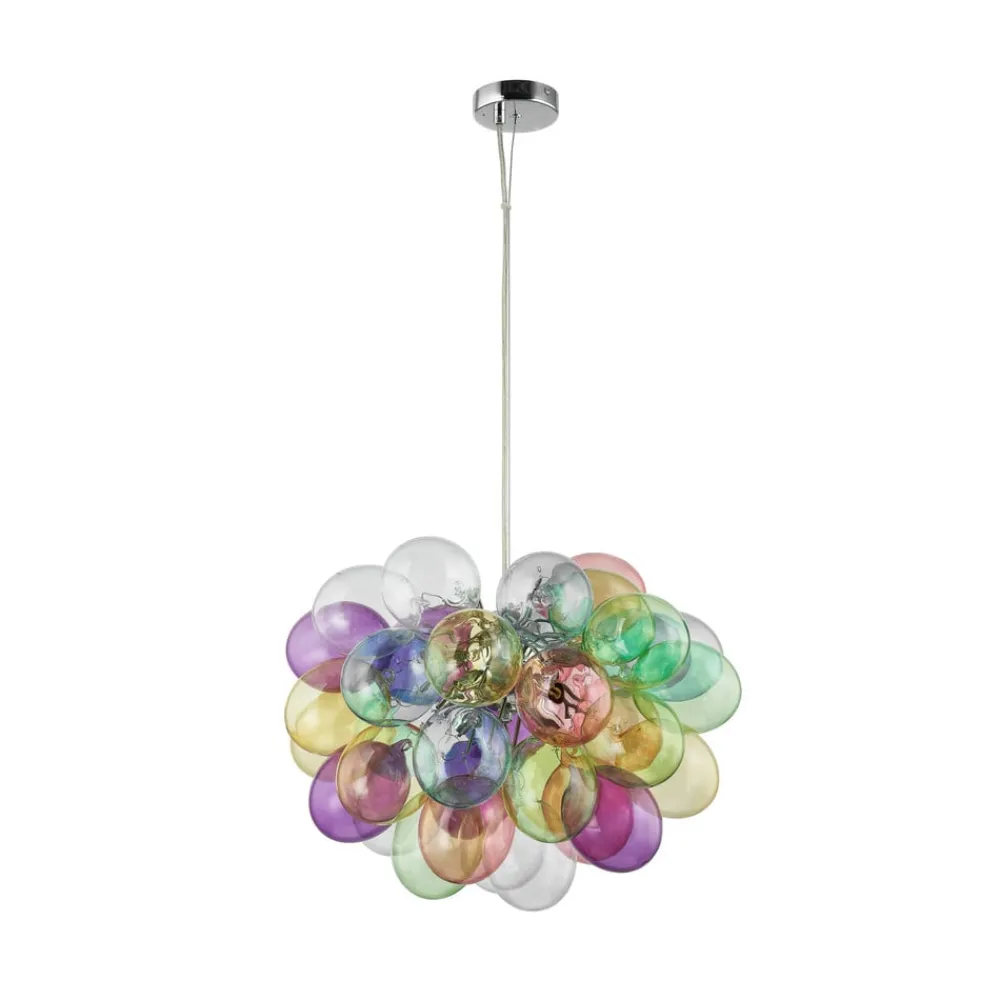 Lucande Pendellamper|Pendellamper>hængelampe Diborah, Ø 50 cm, farvet, glas, G9