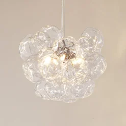 Lucande hængelampe Diborah, klar, Ø 43 cm, glas, G9