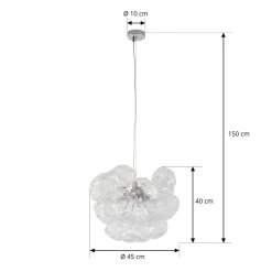 Lucande hængelampe Diborah, klar, Ø 43 cm, glas, G9