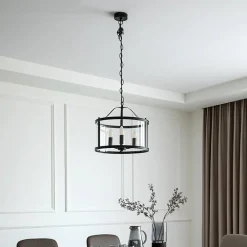 hængelampe Eryk, Ø 40 cm, sort, glas, 3 lyskilder^Lucande Online