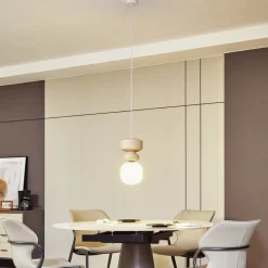 Lucande hængelampe Fidelo, hvid/gul, glas, keramik, 18 cm