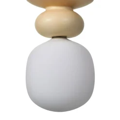Lucande hængelampe Fidelo, hvid/gul, glas, keramik, 18 cm