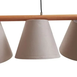 Lucande hængelampe Jinda, grå, træ, stof, 120 cm, E27