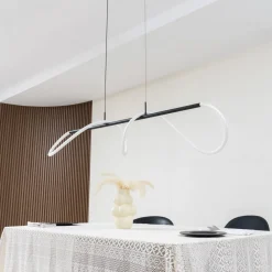 Lucande hængelampe Kisune, sort/hvid, metal