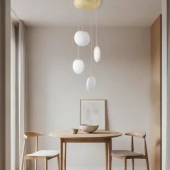 Lucande hængelampe Lunelle, messing, glas, 4 lyskilder, Ø 40 cm