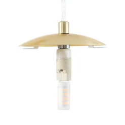 Lucande hængelampe Lunelle, messing, glas, 4 lyskilder, Ø 40 cm