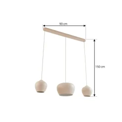 Lucande hængelampe Malisa, beige, 3 lyskilder, metal, 90 cm