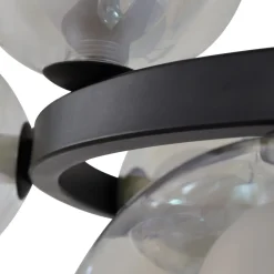 Lucande hængelampe Marvi, Ø 68 cm, sort, glas, metal