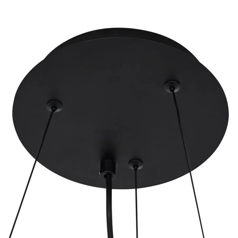 Lucande hængelampe Marvi, Ø 68 cm, sort, glas, metal