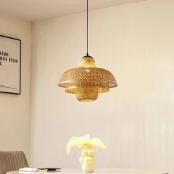 hængelampe Rasmina, bambus, Ø 50 cm, 1 lyskilde^Lucande