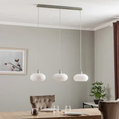 hængelampe Sharvil, 3 lyskilder, hvid, glas, 97 cm^Lucande Best