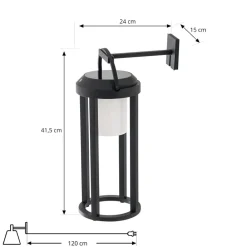 2-i-1 LED-solcellelampe Tilena, sort, rund, aluminium^Lucande Outlet