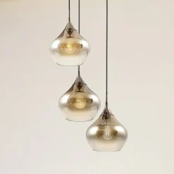 Lucande Jarven hængelampe, 3 lyskilder, sort, glas