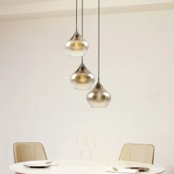 Lucande Jarven hængelampe, 3 lyskilder, sort, glas