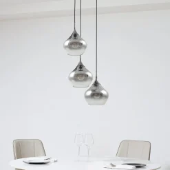 Lucande Jarven hængelampe, 3 lyskilder, sort, glas