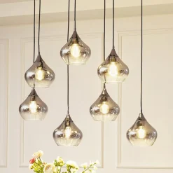 Jarven hængelampe, 7 lyskilder, sort, glas^Lucande New