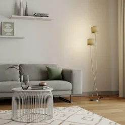 Lucande Gang|Gulvlamper>Juljana gulvlampe, 2 lk., stofskærme