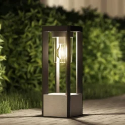 Lucande Terrassebelysning|Sokkellamper>Kalisa sokkellampe, E27, IP44, 42 cm, grå, metal