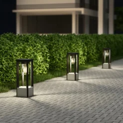 Lucande Terrassebelysning|Sokkellamper>Kalisa sokkellampe, E27, IP44, 42 cm, grå, metal