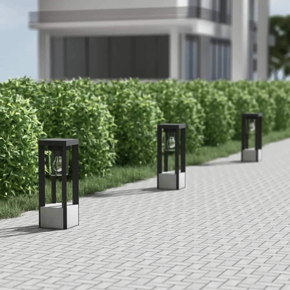 Lucande Terrassebelysning|Sokkellamper>Kalisa sokkellampe, E27, IP44, 42 cm, grå, metal