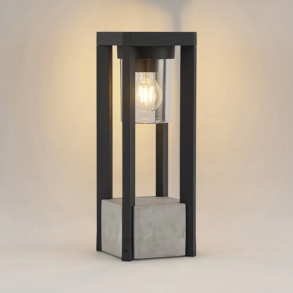 Lucande Terrassebelysning|Sokkellamper>Kalisa sokkellampe, E27, IP44, 42 cm, grå, metal