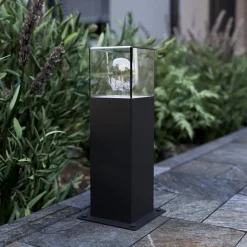 Keke sokkellampe, højde 30 cm, antracit, aluminium^Lucande Discount